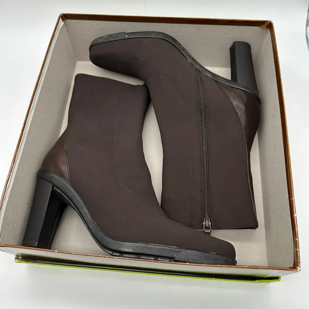 Donald J Pliner repe Elastic Mid Calf Boots Size 9 Brown Heeled Italy Designer